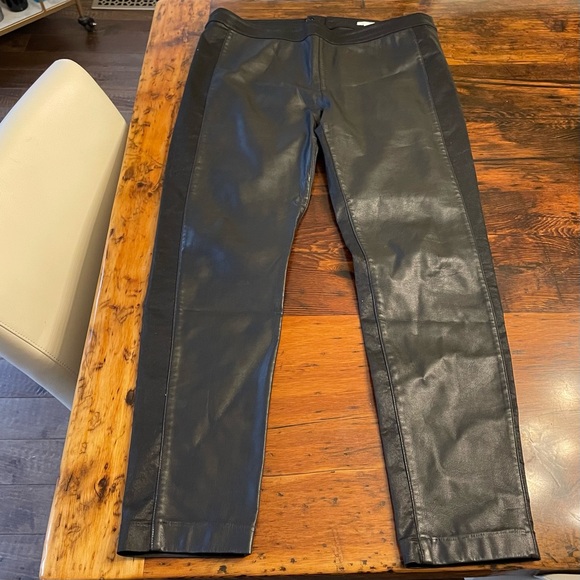 H&M black vegan leather and coated black pants, size 14. - Picture 2 of 10
